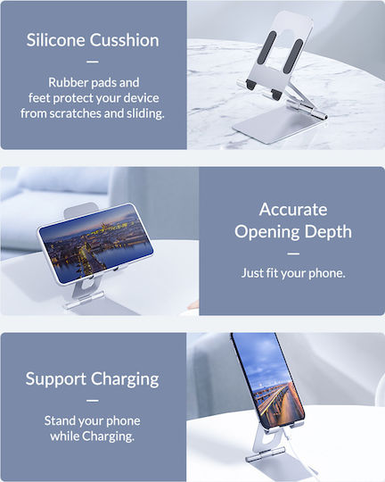 Orico Foldable Phone Holder Βάση Γραφείου για Κινητό σε Ασημί χρώμα