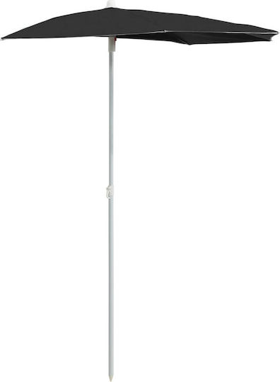 Runder Metallischer Schwarz Garten- und Terrassen-Sonnenschirm Φ1.8xΥ1.95m