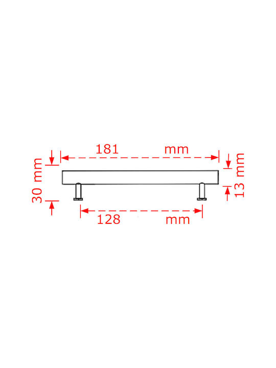 Viobrass Metallic Furniture Handle 162 Χρυσό Γυαλιστερό 181mm (Hole Centers 128mm)