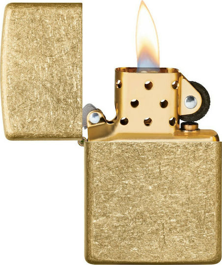 Zippo Klassischer Winddichter Feuerzeug Flamme Tumbled Brass Classic