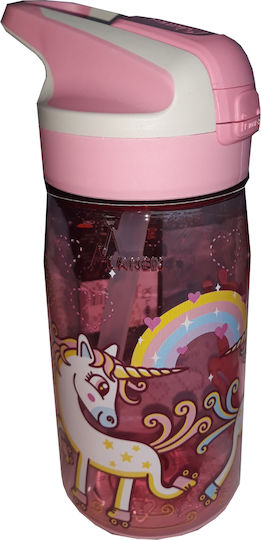 Laken 8-48-077-16 Tritan Jannu Kids Water Bottle Unicorn Plastic with Straw Non Spill Pink 450ml