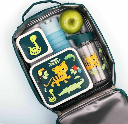 A Little Lovely Company School Insulated Hand Lunch Bag Green 24 x 29 x 9cm