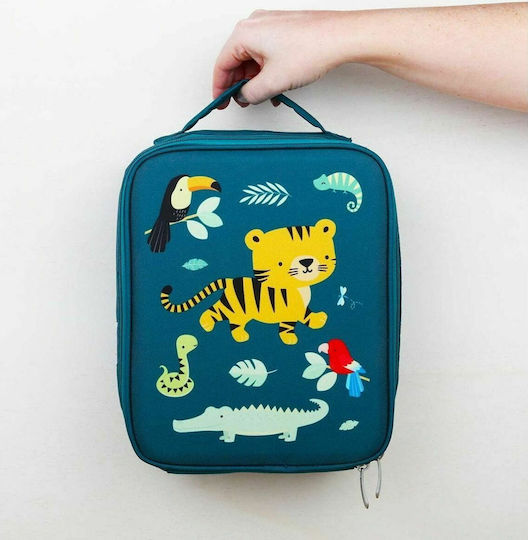 A Little Lovely Company School Insulated Hand Lunch Bag Green 24 x 29 x 9cm