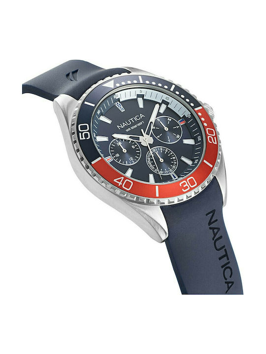 Nautica NAC 103 Watch Chronograph Battery with Blue Rubber Strap