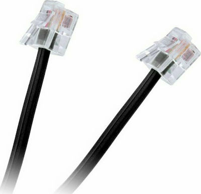 InLine Flat Telephone Cable RJ11 6P4C 15m Black (18844M)