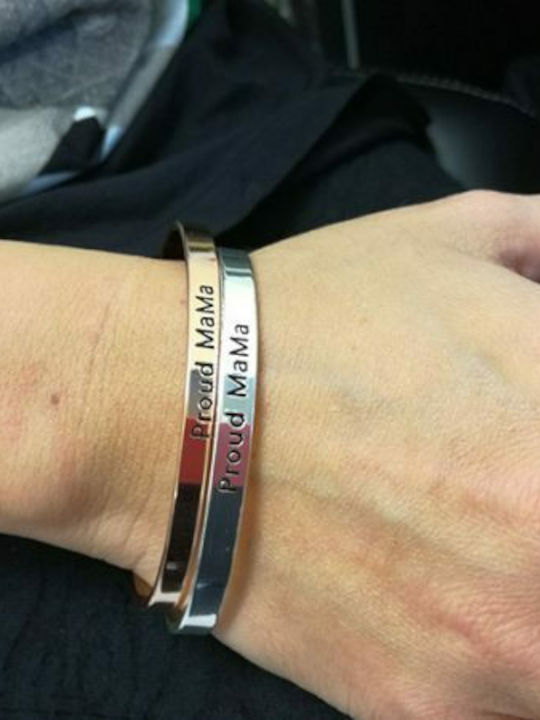 Proud Mama Women's Silver Handcuff Bracelet