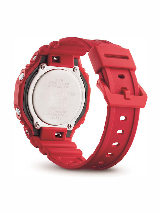 Casio G-Shock Analog/Digital Men's Watch 49mm Chronograph Battery with Red Rubber Strap
