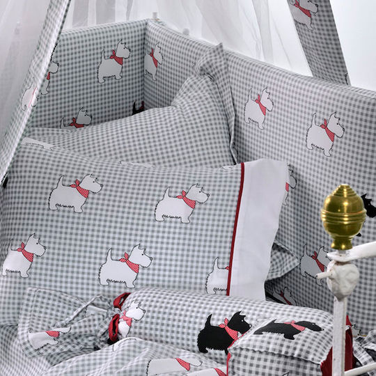 Down Town Home Sateen Dog Crib Bumpers Classic Inside Gray 39x187cm