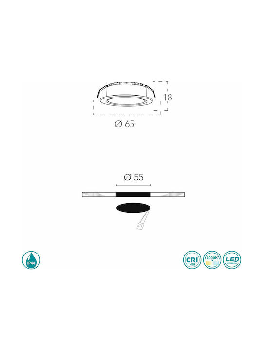 Fan Europe NEMO-65 Square Metallic Recessed Spot with Integrated LED and Natural White Light Silver 1.8x1.8cm. 1pcs