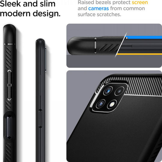 Spigen Rugged Armor Задна корица Силикон 2мм матово черно (Galaxy A22 5G)