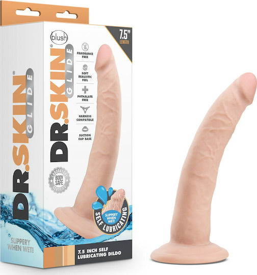 Dr. Skin Glide Self Lubricating Ρεαλιστικό Dildo με Βεντούζα Vanilla 19cm