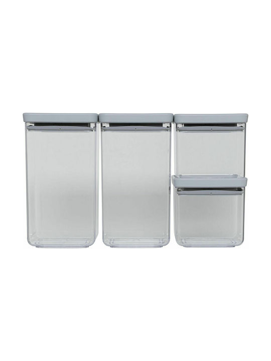 Brabantia Set of 4pcs Jars General Use with Airtight Lid Plastic Transparent