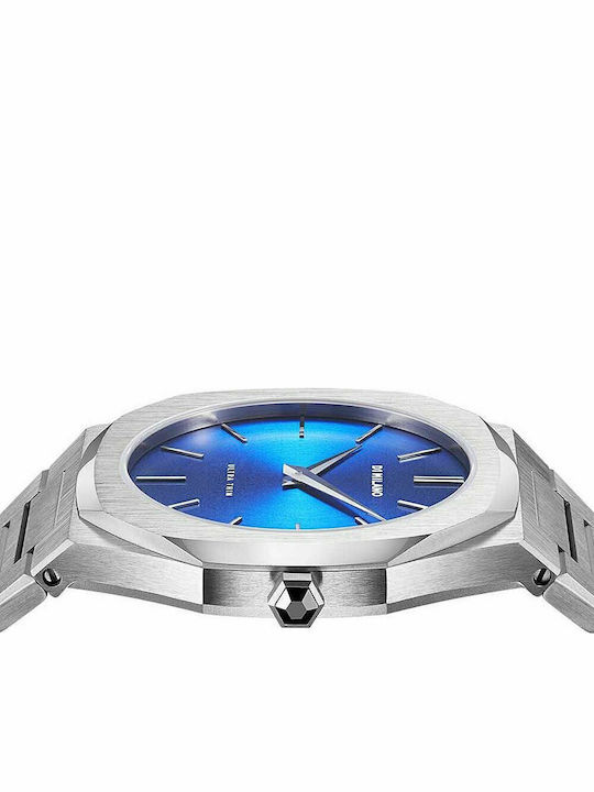 D1 Milano Ultra Thin Men's Watch 40mm Battery with Silver Metal Bracelet