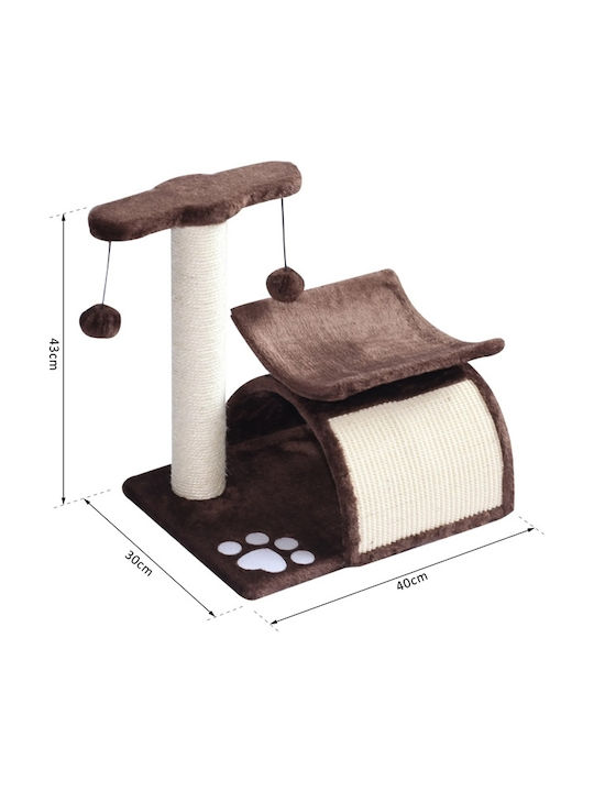 Pawhut Scratching Post Cat Trees Brown 2 levels 40x30x43cm
