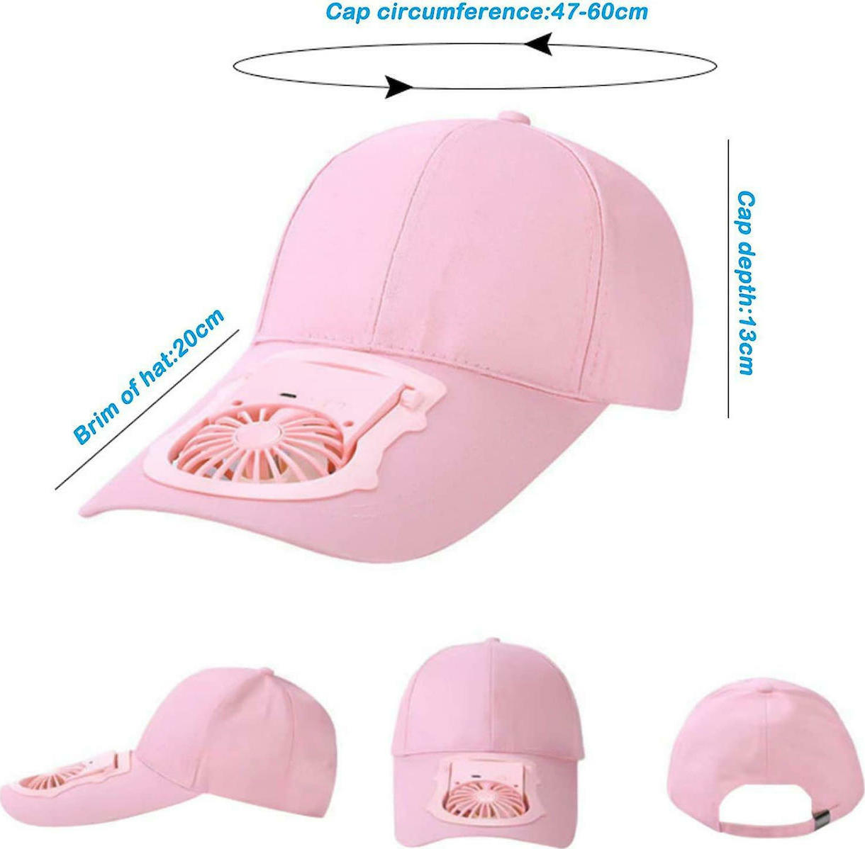 Fan Hat Καπέλο Με Ανεμιστήρα 3 Ταχυτήτων USB Ροζ | Skroutz.gr