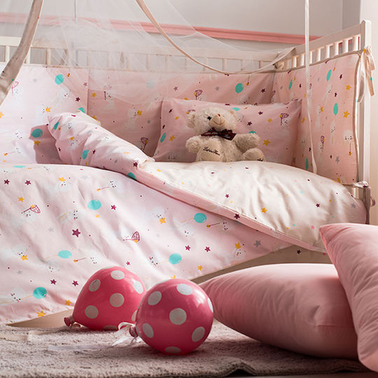 Vesta Home Cat Crib Bumpers Classic Inside Pink 40x195cm