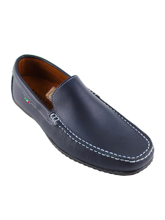 Men's Leather Loafers Navy/White