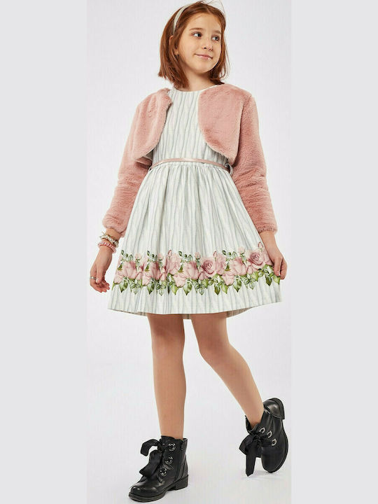 Εβίτα Παιδικό Φόρεμα Κοντομάνικο Χειμερινό Ροζ