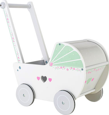 Ecotoys Doll Stroller Ξύλινo Καρότσι για Κούκλες made of Wood for 3+ Years Old