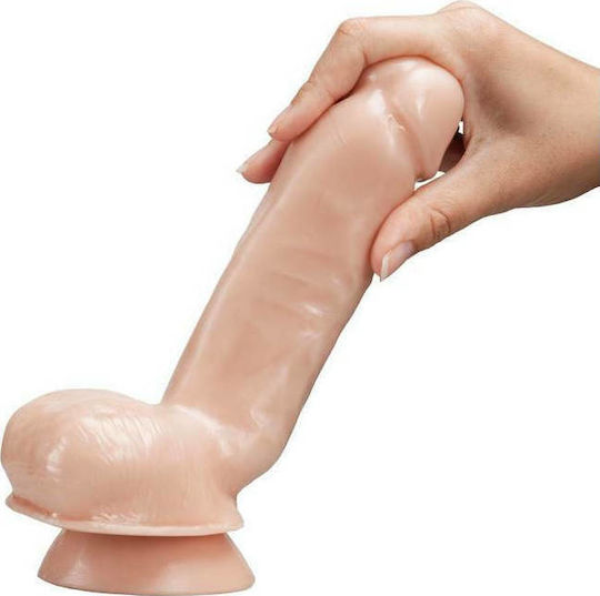 Dr. Skin Glide Self Lubricating Ρεαλιστικό Dildo με Όρχεις και Βεντούζα Vanilla 22cm