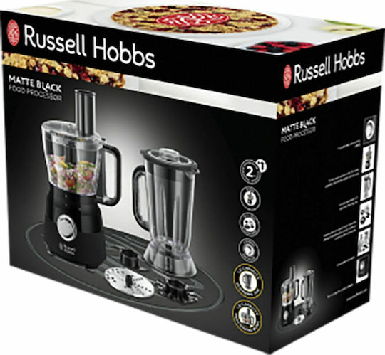 Russell Hobbs Multifunctional Food Processor 600W with Pot 1.5lt and Jug Blender Black