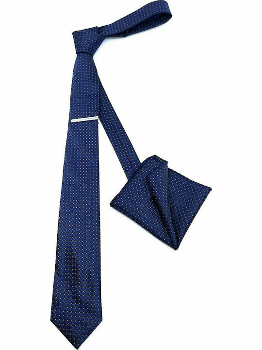 Legend Accessories Men's Tie Set Synthetic Printed In Navy Blue Colour