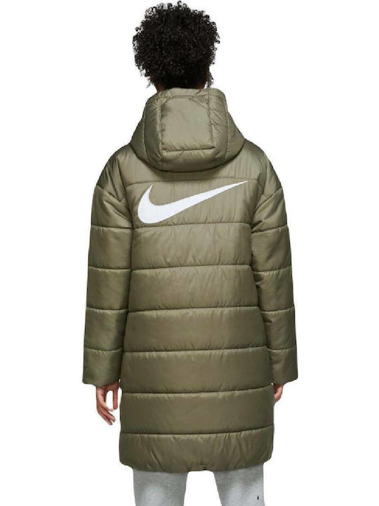 Nike Therma Fit Repel Μακρύ Γυναικείο Puffer Μπουφάν για Χειμώνα Πράσινο