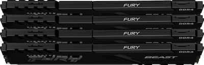 Kingston Fury Beast 32ГБ DDR4 RAM с 4 модула (4x8GB) и Скорост 3600 за Настолен компютър