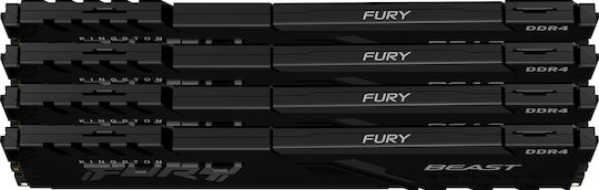 Kingston Fury Beast DDR4 64GB RAM με 4x16GB Modules και Ταχύτητα 3600 για Desktop