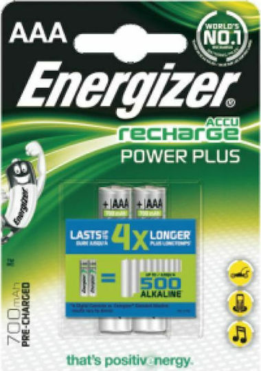 Energizer Power Plus Επαναφορτιζόμενες Μπαταρίες AAA Ni-MH 700mAh 1.2V 2τμχ