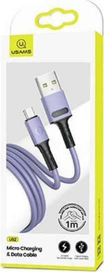 Usams Regular USB 2.0 to micro USB Cable Μωβ 1m (SJ435USB04)