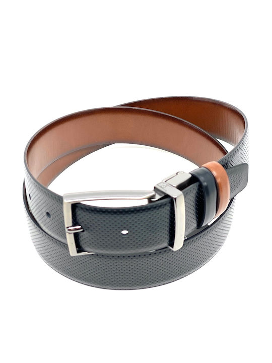 LGD-2021-33 Men's Belt from Artificial Leather Double Sided Black / Taba