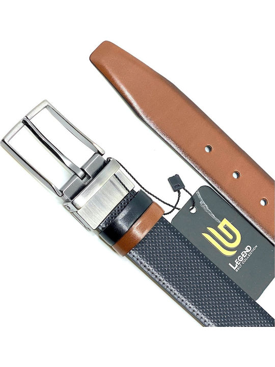 LGD-2021-33 Men's Belt from Artificial Leather Double Sided Black / Taba