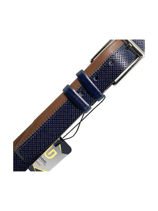 Men's Belt from Artificial Leather Blue / Taba