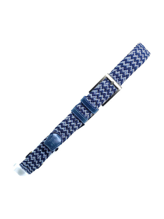 Elastic Men's Belt Knitted Blue