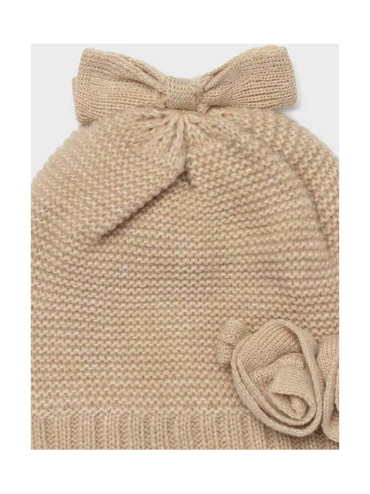 Mayoral Kids Beanie Set with Scarf & Gloves Knitted Beige
