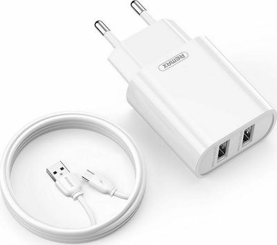 Remax Charger Without Cable with 2 USB-A Ports White (RP-U35)