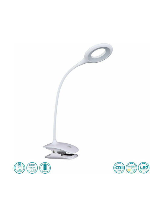 Globo Lighting Pia LED Schreibtischlampe mit flexiblem Arm und Clip in Weiß Farbe