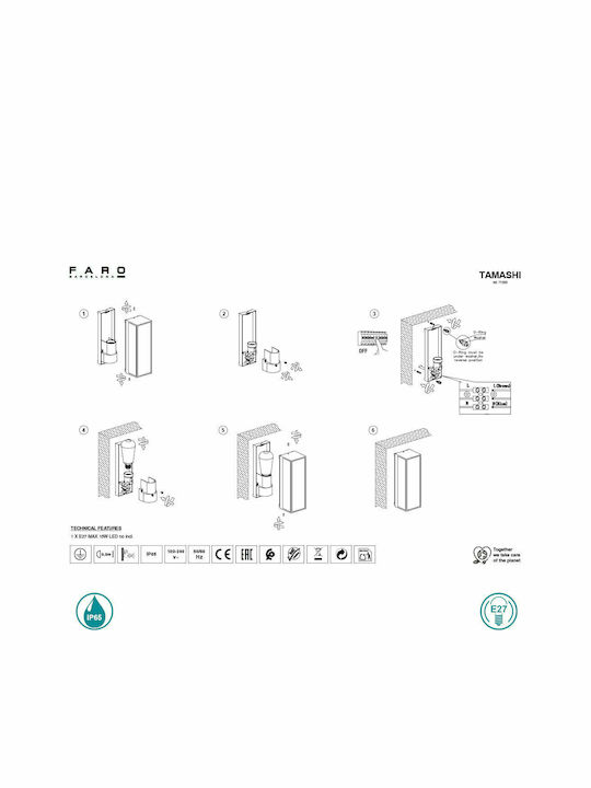 Faro Barcelona Tamashi Wall-Mounted Outdoor Ceiling Light E27 IP65 25.6x8.5εκ.