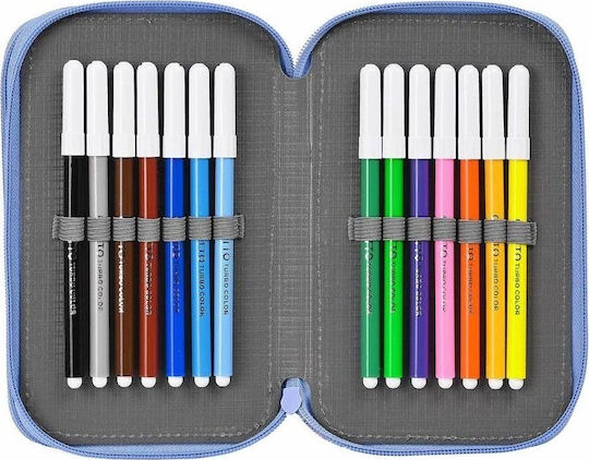 Safta Peppa Pig Pencil Case Full 28pcs with 2 Compartments Light Blue