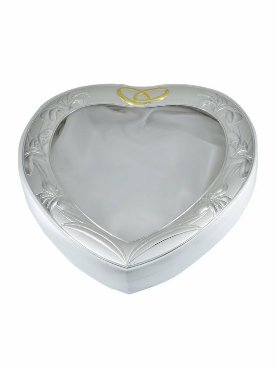 Prince Silvero Tabletop Heart Shaped Wedding Crown Case Silver/White 27x23cm