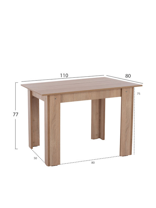 Kelvin Τραπέζι Κουζίνας Ξύλινο Sonama Oak 110x80x77εκ.