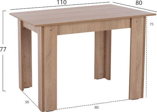 Kelvin Τραπέζι Κουζίνας Ξύλινο Sonama Oak 110x80x77εκ.