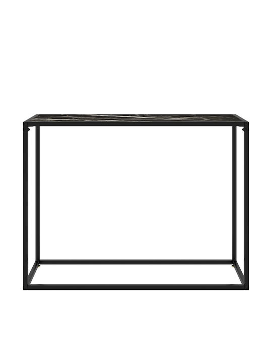 Console Table Metal with Glass Surface Μαύρη L100xW35xH75cm