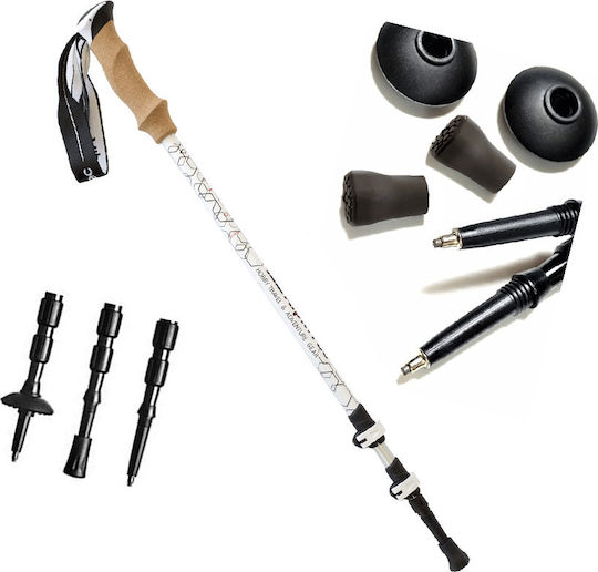 AlpinPro Pair of Telescopic Aluminum Fast Lock Trekking Poles with 3 Sections Olympus White 240gr