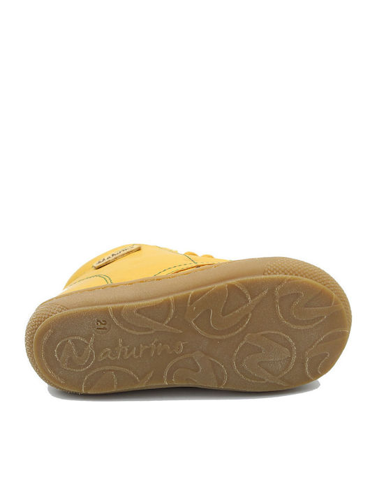 Leather Kids Boots with Laces Yellow