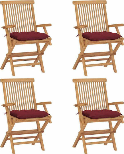 Gartenstühle Teak Burgundisch 4 Stück 55x60x89cm