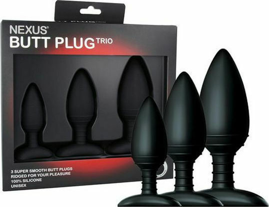 Nexus Butt Plug Trio Super Smooth & Rigged Anale Plugs Elektrische Gitarren Schwarz 3Stück