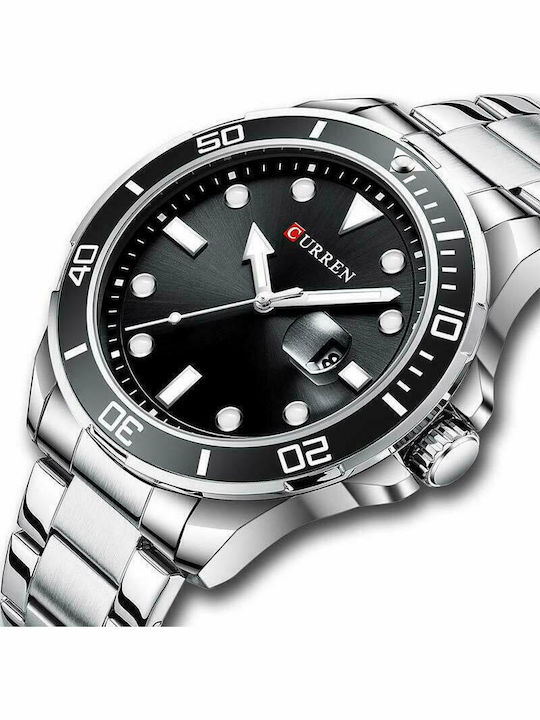 Curren Men's Watch 46mm Battery with Silver Metal Bracelet