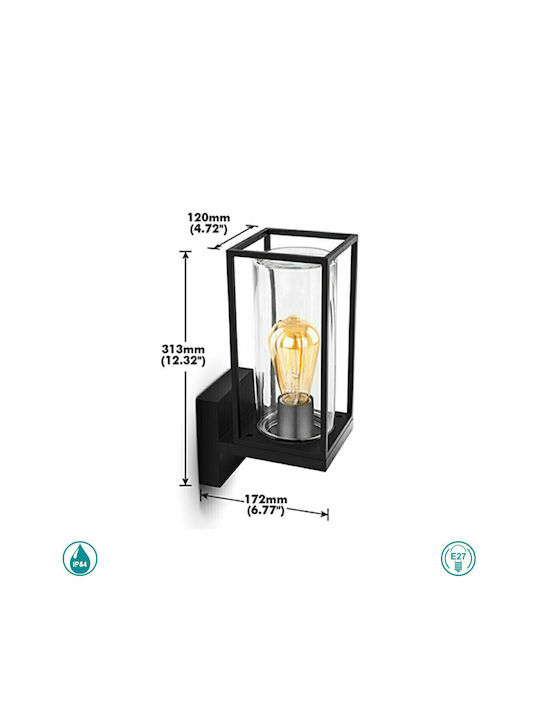 Lutec Flair Wandmontierte Außen-Laterne E27 IP44 17.2x12x31.3εκ.